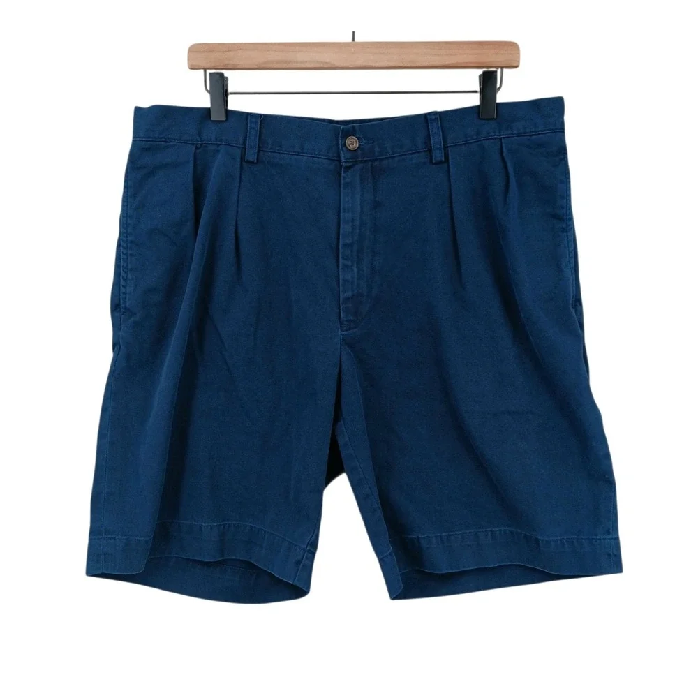 Polo Ralph Lauren Shorts Mens 38x9 Blue Cotton Canvas Custom Fit Pleated Vintage